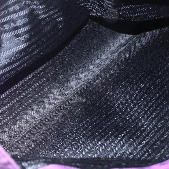 PRADA Chain Shoulder Bag Nylon Purple Gold Auth gh1546