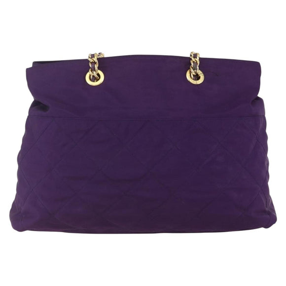 PRADA Chain Shoulder Bag Nylon Purple Gold Auth gh1546