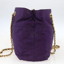 PRADA Chain Shoulder Bag Nylon Purple Gold Auth gh1546-4
