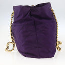 PRADA Chain Shoulder Bag Nylon Purple Gold Auth gh1546-5