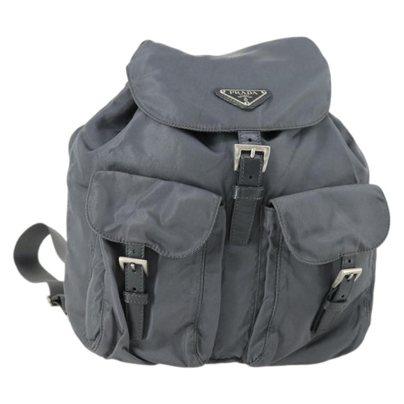 PRADA Backpack Nylon Gray Silver Auth gh1547