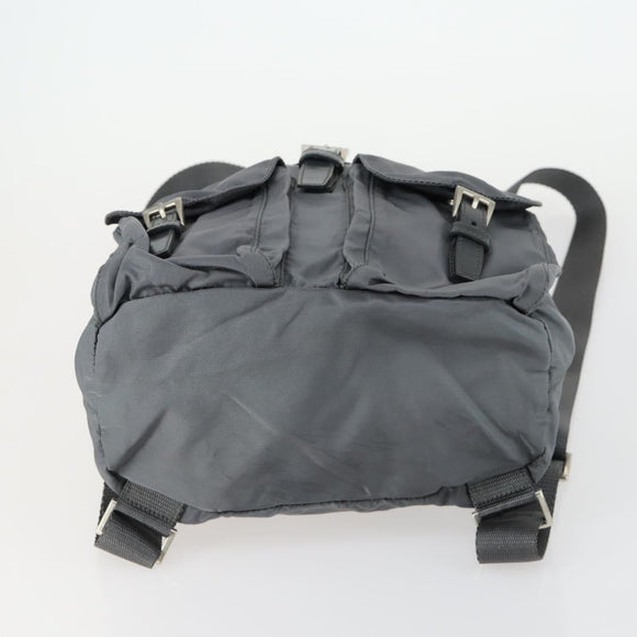 PRADA Backpack Nylon Gray Silver Auth gh1547