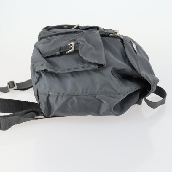 PRADA Backpack Nylon Gray Silver Auth gh1547
