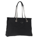 PRADA Chain Shoulder Bag Nylon Black Silver Auth gh1548-1