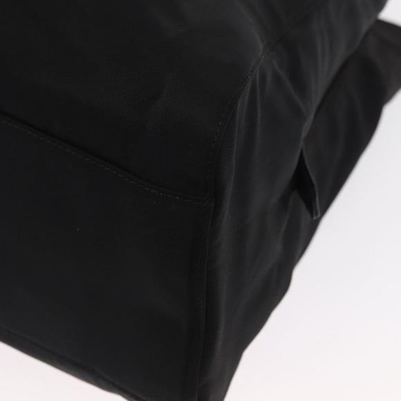 PRADA Chain Shoulder Bag Nylon Black Silver Auth gh1548