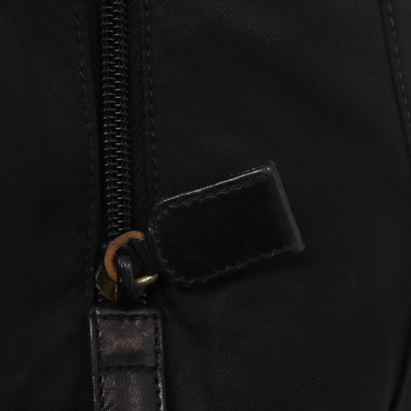 PRADA Chain Shoulder Bag Nylon Black Silver Auth gh1548