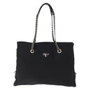 PRADA Chain Shoulder Bag Nylon Black Silver Auth gh1548-13