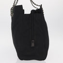 PRADA Chain Shoulder Bag Nylon Black Silver Auth gh1548-3