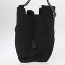 PRADA Chain Shoulder Bag Nylon Black Silver Auth gh1548-4