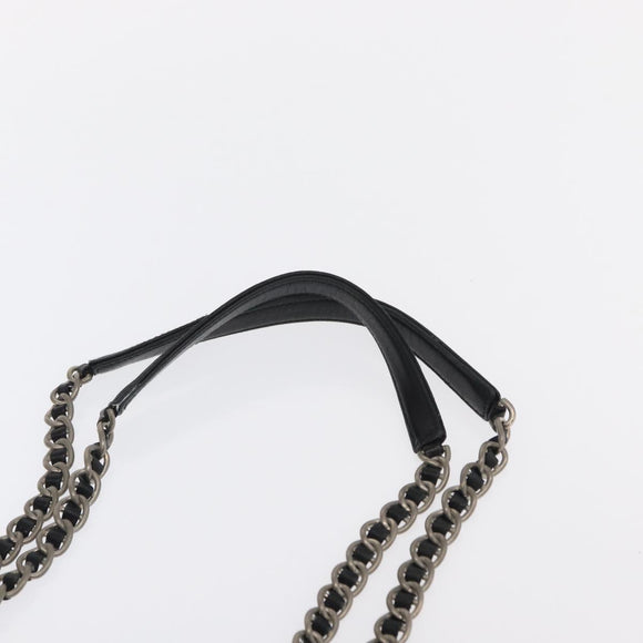 PRADA Chain Shoulder Bag Nylon Black Silver Auth gh1548