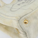 PRADA Canapa PM Hand Bag Canvas Beige Gold Auth gh1549-14