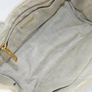 PRADA Canapa PM Hand Bag Canvas Beige Gold Auth gh1549-11