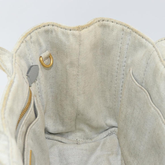 PRADA Canapa PM Hand Bag Canvas Beige Gold Auth gh1549