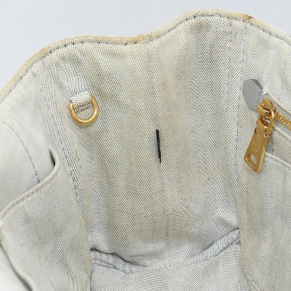 PRADA Canapa PM Hand Bag Canvas Beige Gold Auth gh1549