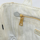 PRADA Canapa PM Hand Bag Canvas Beige Gold Auth gh1549-20