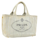 PRADA Canapa PM Hand Bag Canvas Beige Gold Auth gh1549-1