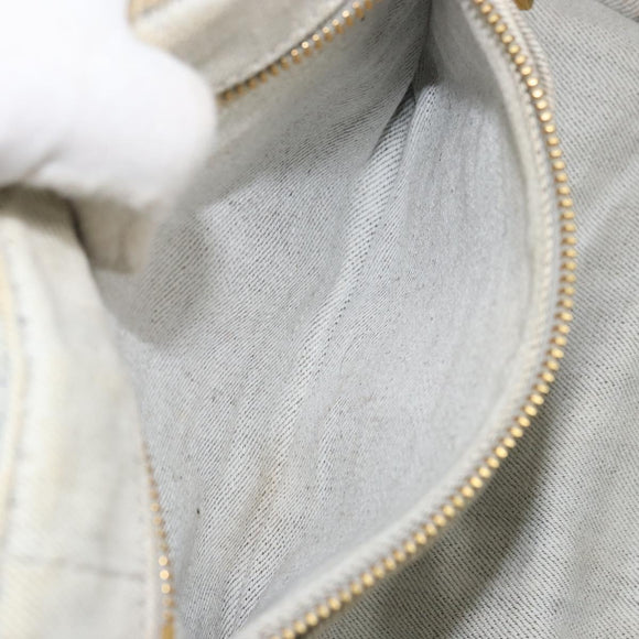 PRADA Canapa PM Hand Bag Canvas Beige Gold Auth gh1549