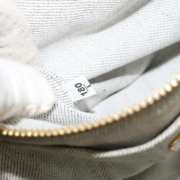 PRADA Canapa PM Hand Bag Canvas Beige Gold Auth gh1549