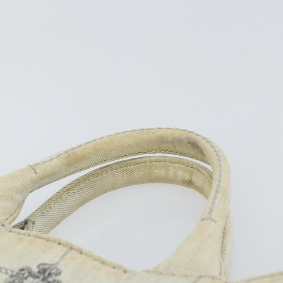 PRADA Canapa PM Hand Bag Canvas Beige Gold Auth gh1549