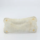 PRADA Canapa PM Hand Bag Canvas Beige Gold Auth gh1549-5