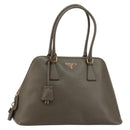 PRADA Hand Bag Safiano leather Brown Gold Auth gh1550-1