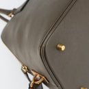 PRADA Hand Bag Safiano leather Brown Gold Auth gh1550-11