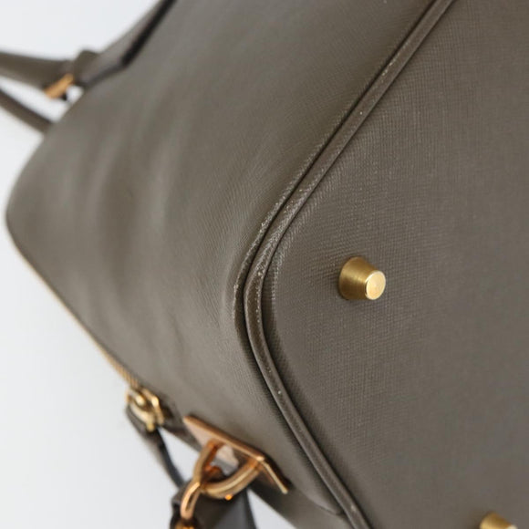 PRADA Hand Bag Safiano leather Brown Gold Auth gh1550