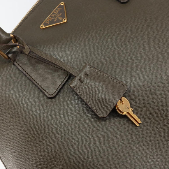 PRADA Hand Bag Safiano leather Brown Gold Auth gh1550