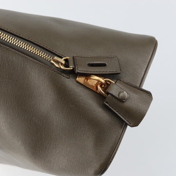 PRADA Hand Bag Safiano leather Brown Gold Auth gh1550