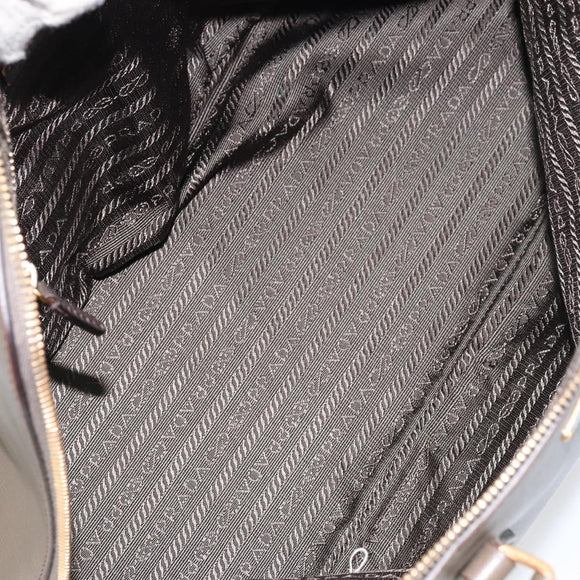 PRADA Hand Bag Safiano leather Brown Gold Auth gh1550