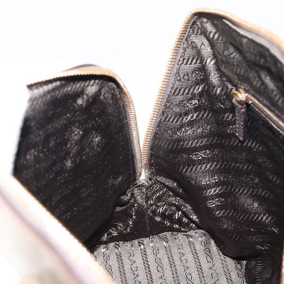 PRADA Hand Bag Safiano leather Brown Gold Auth gh1550