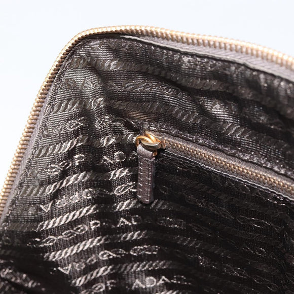 PRADA Hand Bag Safiano leather Brown Gold Auth gh1550