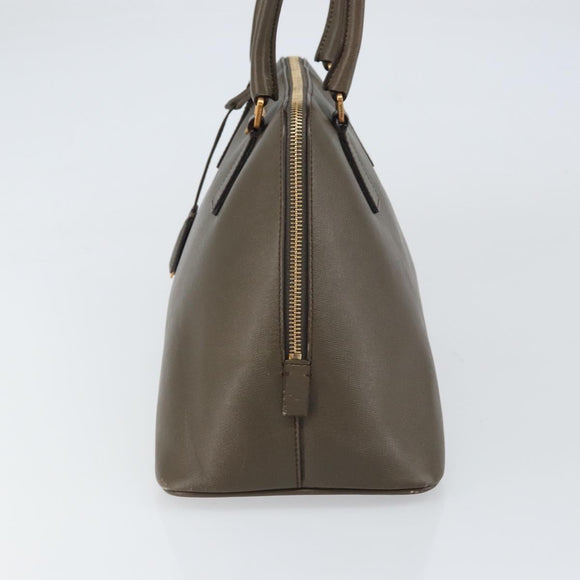 PRADA Hand Bag Safiano leather Brown Gold Auth gh1550