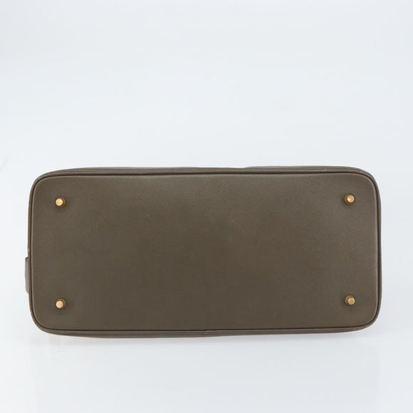 PRADA Hand Bag Safiano leather Brown Gold Auth gh1550