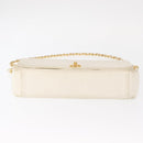 CHANEL Matelasse 25 Chain Shoulder Bag Leather White Gold CC Auth gh1552-10