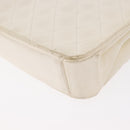 CHANEL Matelasse 25 Chain Shoulder Bag Leather White Gold CC Auth gh1552-14