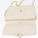 CHANEL Matelasse 25 Chain Shoulder Bag Leather White Gold CC Auth gh1552-16