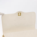 CHANEL Matelasse 25 Chain Shoulder Bag Leather White Gold CC Auth gh1552-17