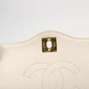 CHANEL Matelasse 25 Chain Shoulder Bag Leather White Gold CC Auth gh1552-19
