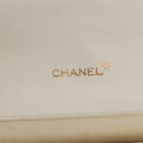 CHANEL Matelasse 25 Chain Shoulder Bag Leather White Gold CC Auth gh1552-20