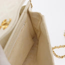 CHANEL Matelasse 25 Chain Shoulder Bag Leather White Gold CC Auth gh1552-22