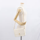CHANEL Matelasse 25 Chain Shoulder Bag Leather White Gold CC Auth gh1552-27