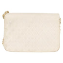 CHANEL Matelasse 25 Chain Shoulder Bag Leather White Gold CC Auth gh1552-3