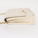 CHANEL Matelasse 25 Chain Shoulder Bag Leather White Gold CC Auth gh1552-6