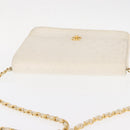 CHANEL Matelasse 25 Chain Shoulder Bag Leather White Gold CC Auth gh1552-7
