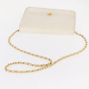 CHANEL Matelasse 25 Chain Shoulder Bag Leather White Gold CC Auth gh1552-8