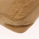CHANEL Chain Matelasse Shoulder Bag Lamb Skin Beige Gold CC Auth gh1553-9
