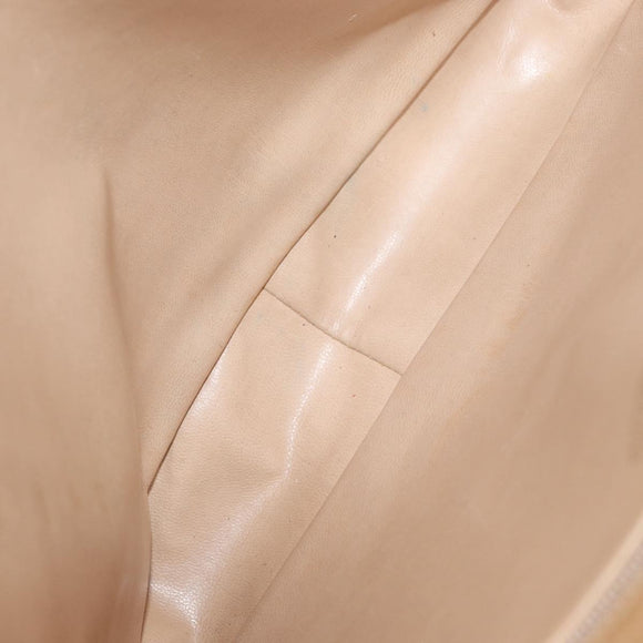 CHANEL Chain Matelasse Shoulder Bag Lamb Skin Beige Gold CC Auth gh1553