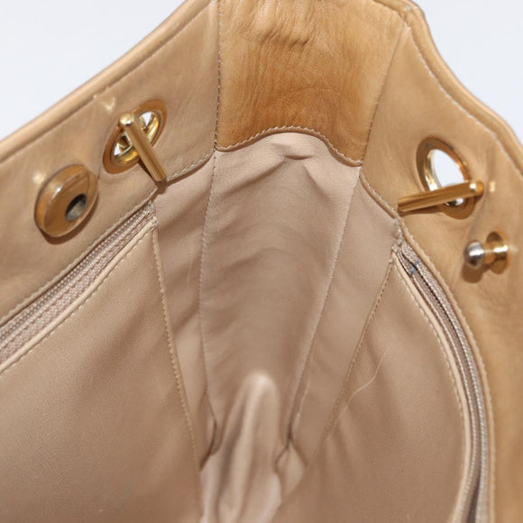 CHANEL Chain Matelasse Shoulder Bag Lamb Skin Beige Gold CC Auth gh1553