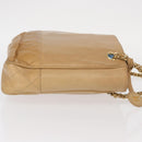 CHANEL Chain Matelasse Shoulder Bag Lamb Skin Beige Gold CC Auth gh1553-3